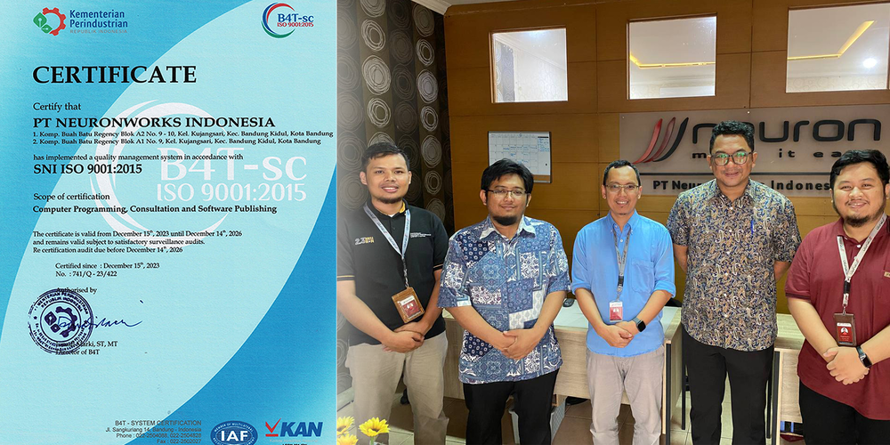 PT Neuronworks Indonesia Berhasil Meraih Sertifikat ISO 9001:2015 Sistem Manajemen Mutu